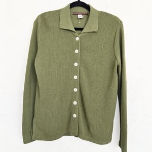 Peruvian Connection Alpaca Green Button Up Knit Sweater, S